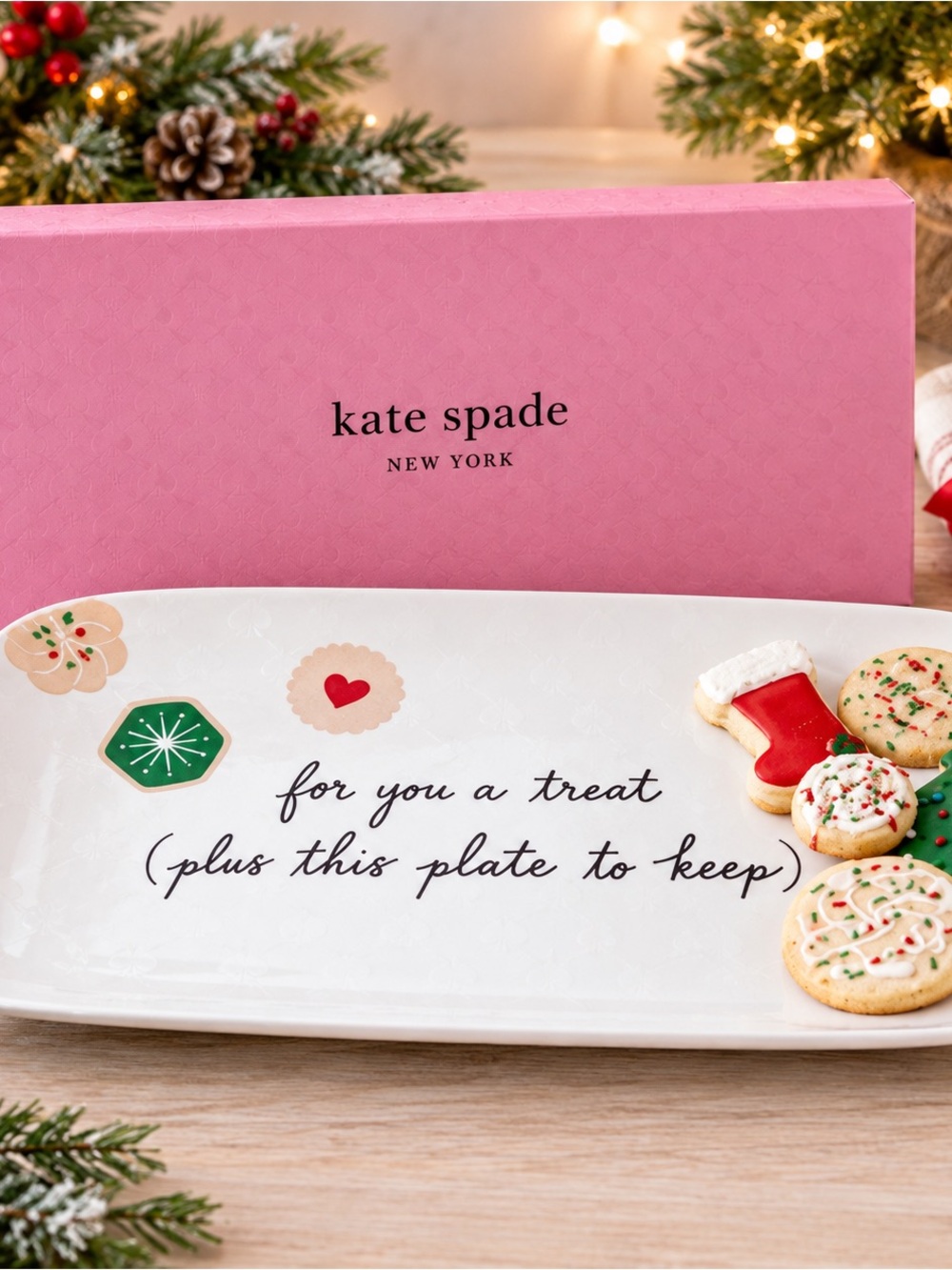 Kate Spade New York Cookie Time Holiday Giving Plate Ceramic Christmas Tray